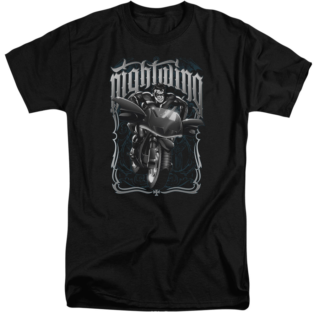 Batman Nightwing Biker Mens Tall T Shirt Black