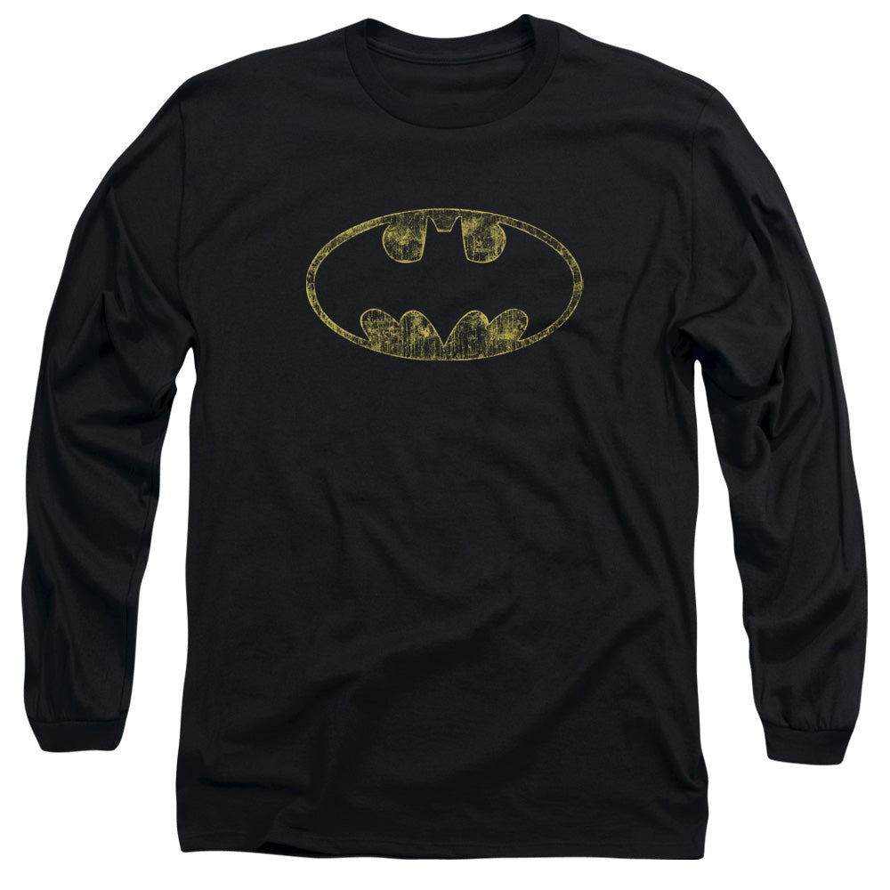 Batman Tattered Logo Mens Long Sleeve Shirt Black