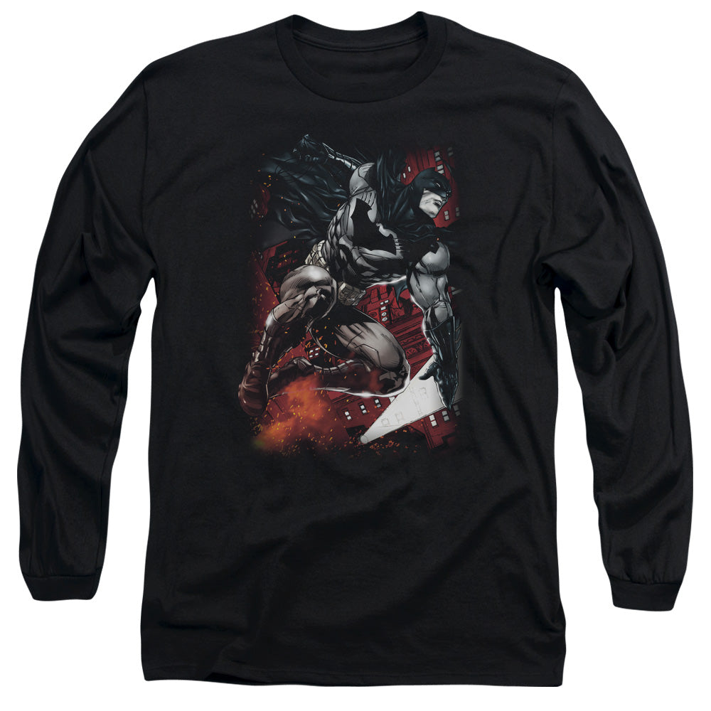 Batman Sparks Leap Mens Long Sleeve Shirt Black