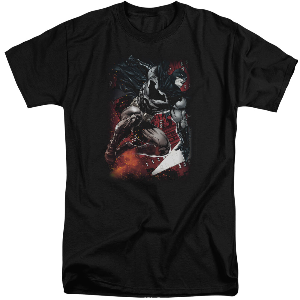 Batman Sparks Leap Mens Tall T Shirt Black