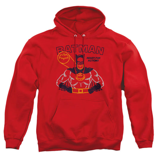 Batman Ready For Action Mens Hoodie Red