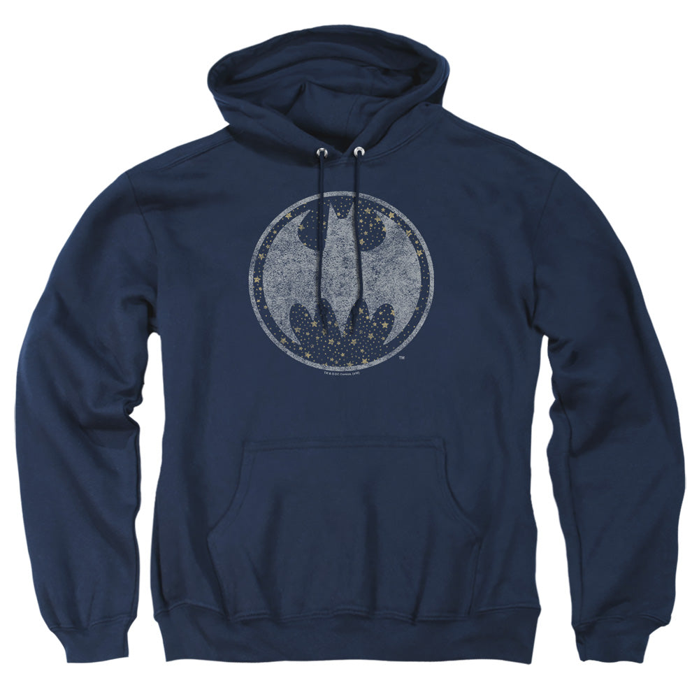 Batman Starry Night Shield Mens Hoodie Navy