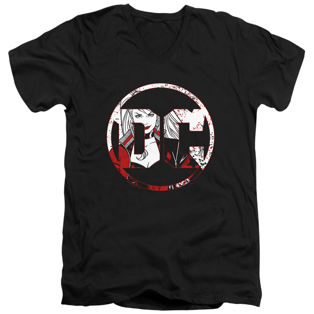 Batman Dc Logo Harley Mens Slim Fit V Neck T Shirt Black