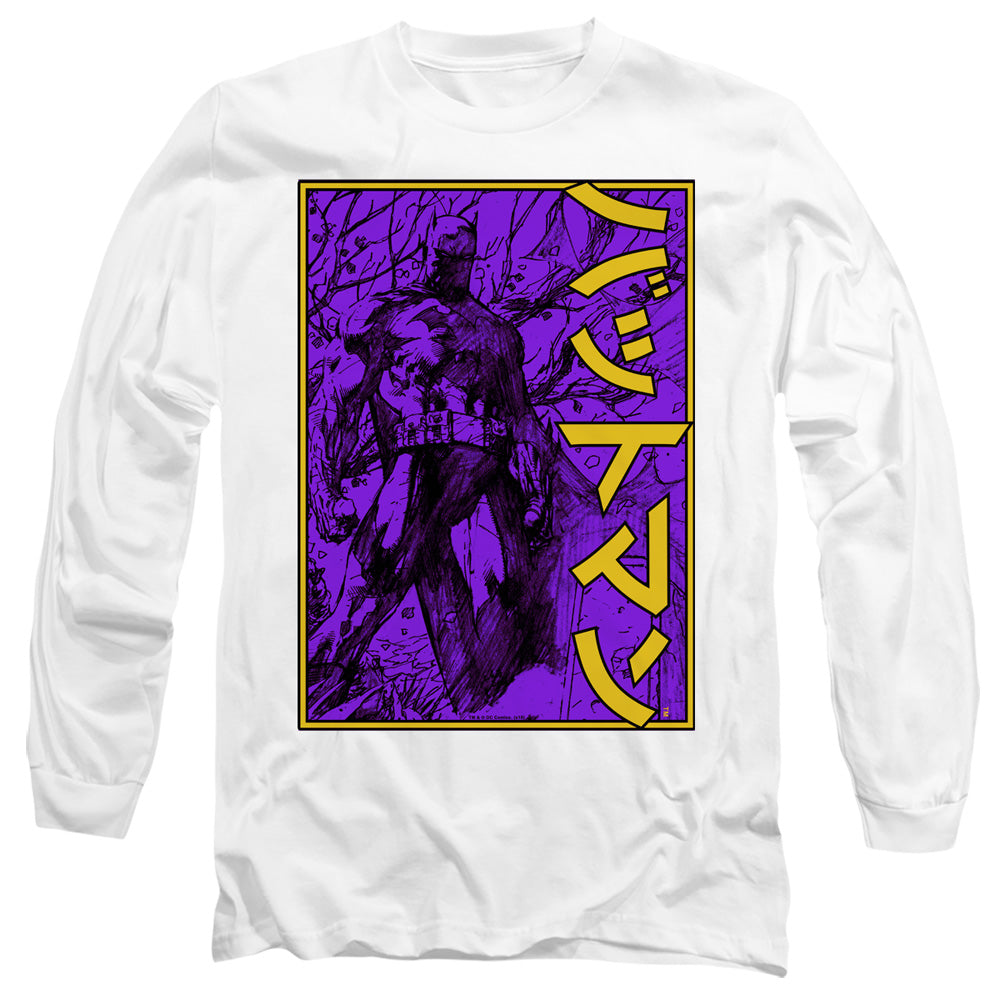 Batman Big Framed Kanji Mens Long Sleeve Shirt White