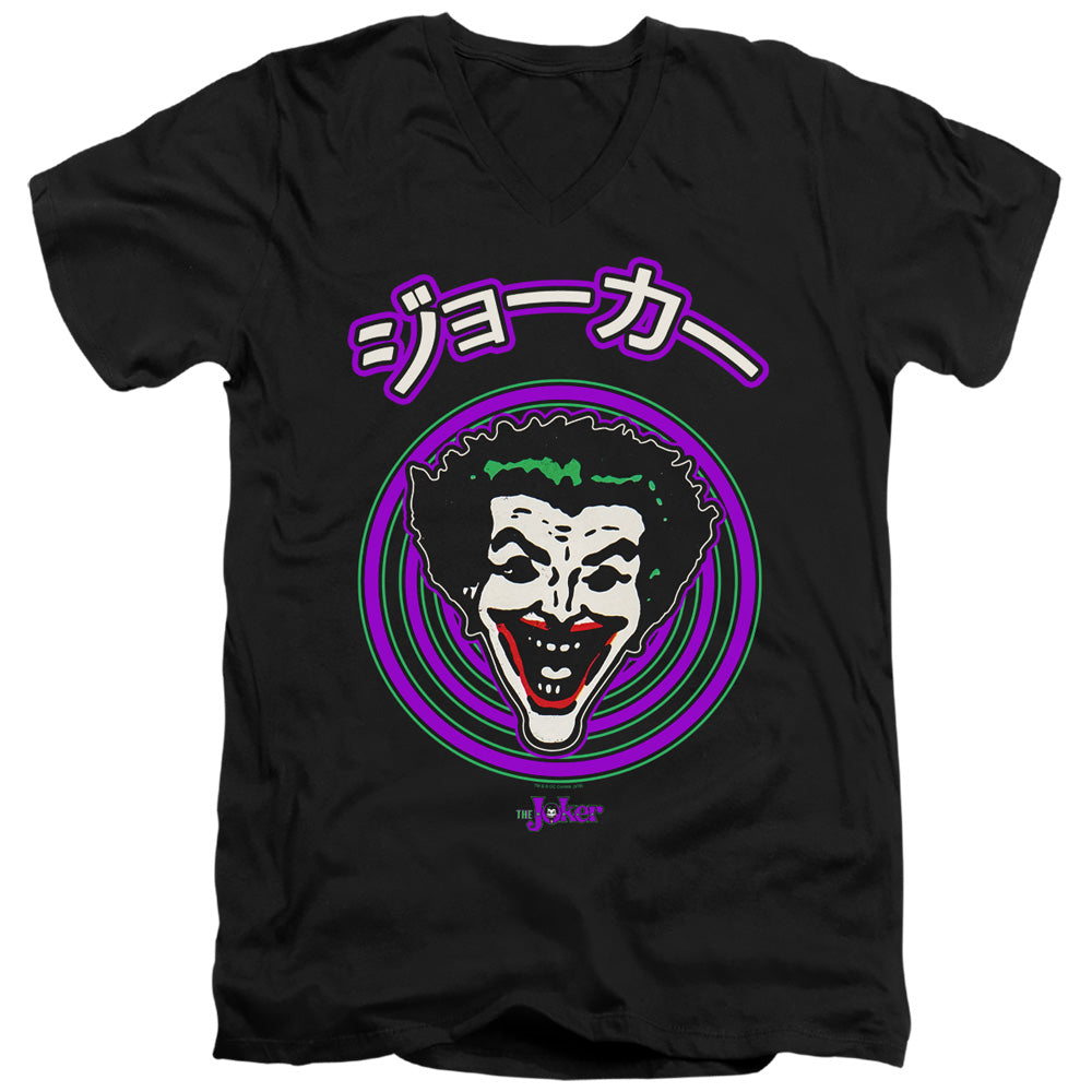 Batman Face Spiral Mens Slim Fit V Neck T Shirt Black