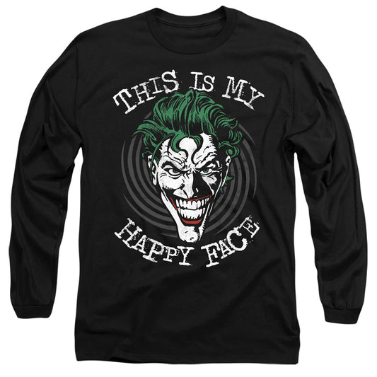 Batman Maniacal Spiral Mens Long Sleeve Shirt Black