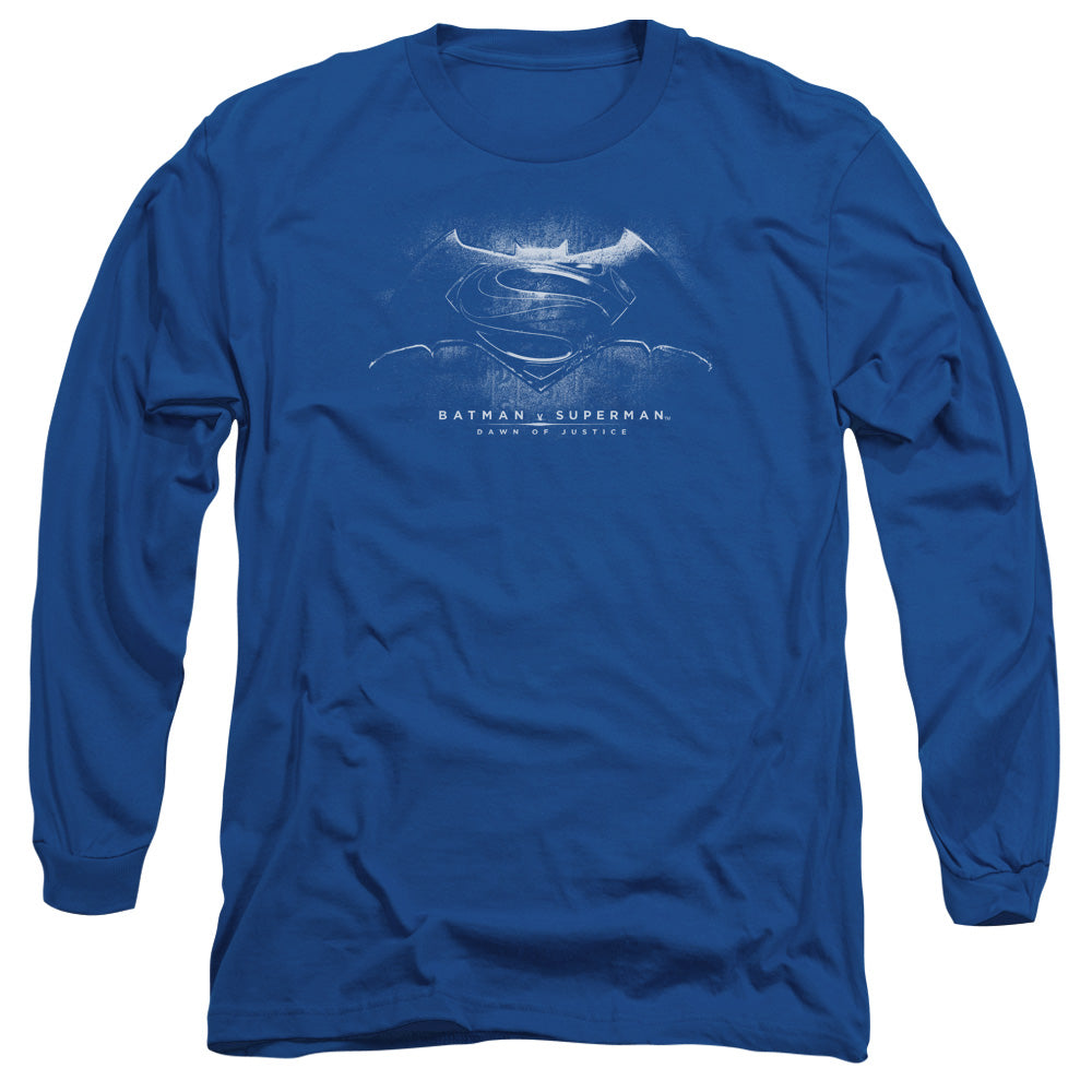 Batman V Superman Bw Logo Mens Long Sleeve Shirt Royal