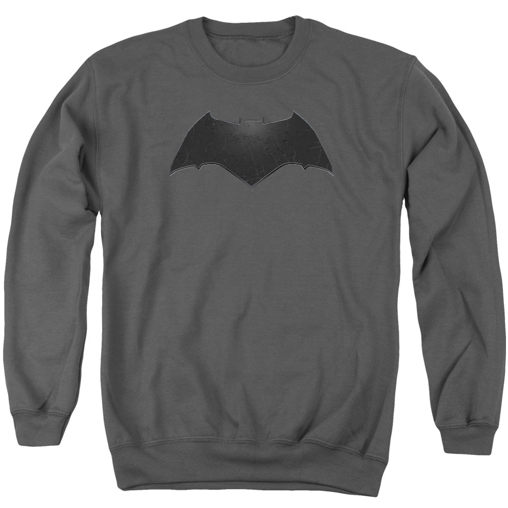 Batman V Superman Beveled Bat Logo Mens Crewneck Sweatshirt Charcoal Officially Licensed
