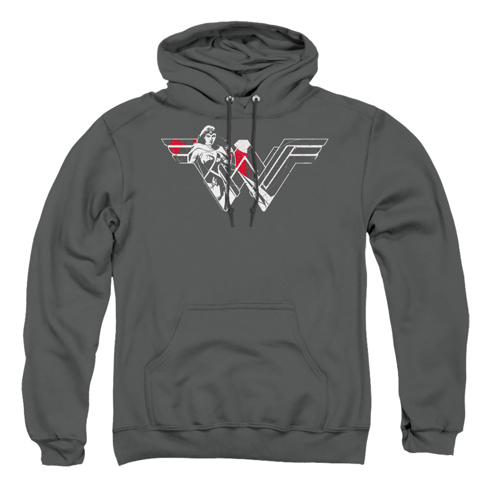Batman V Superman Wonder Splatter Logo Mens Hoodie Charcoal