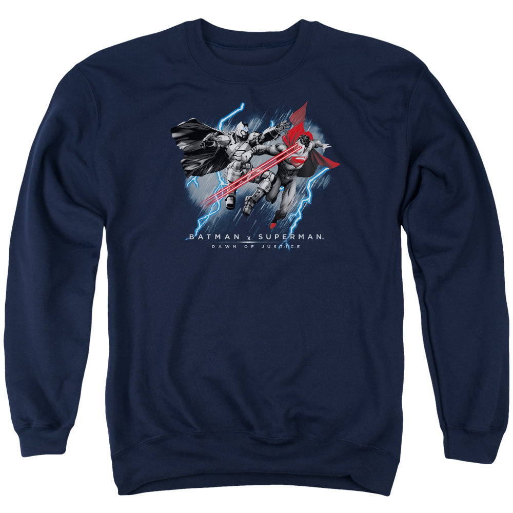 Batman V Superman Lightniing V Heat Vision Mens Crewneck Sweatshirt Navy Officially Licensed
