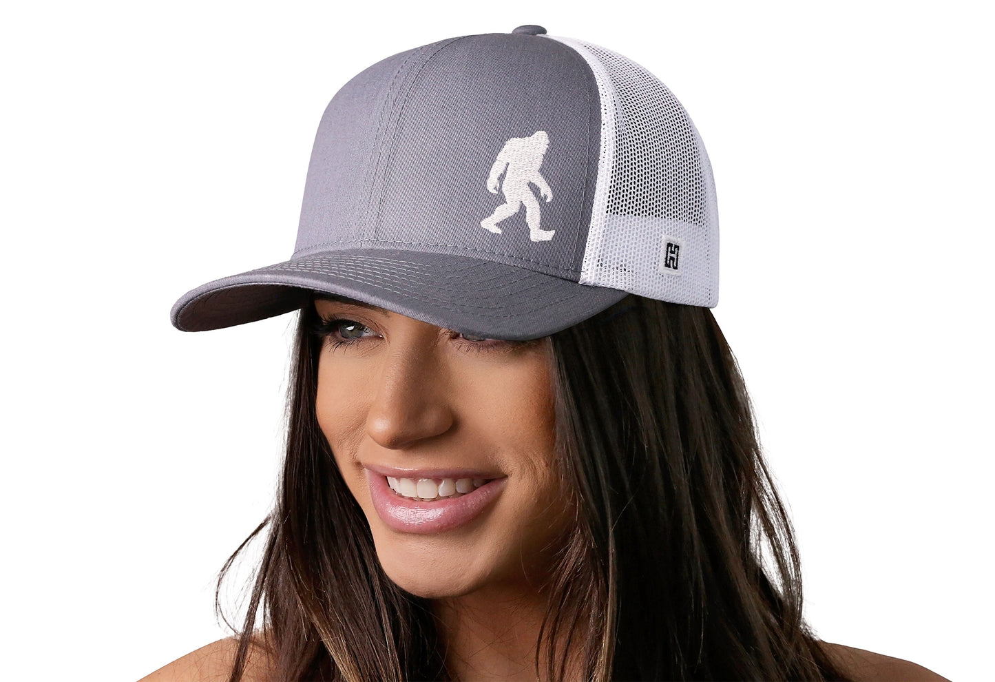 Bigfoot Trucker Haka Hat Gray-White Sasquatch Snapback
