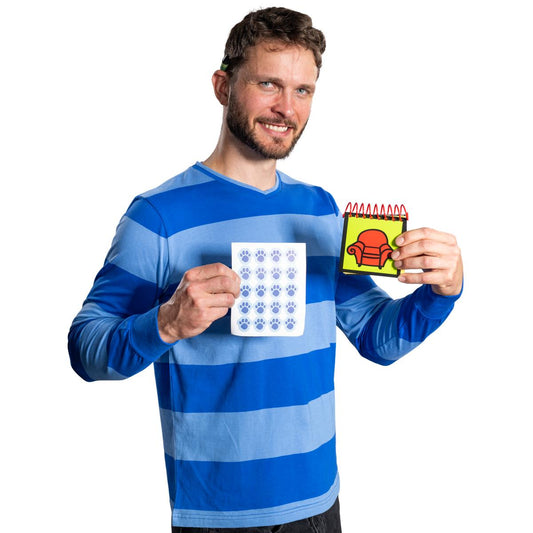 Dog Detective and Blue Handy Notebook Halloween Costume Cosplay Accessory with Dog Paws Stickers and Black Crayon