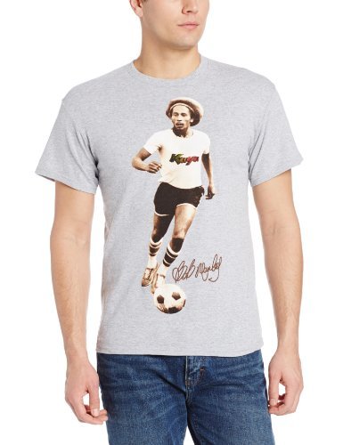 Bob Marley Zion Rootswear Men'S Bob Marley Kaya Soccer T-Shirt, Light Gray, Small Mens T Shirt