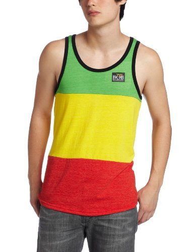 Bob Marley Zion Rootswear Men'S Bob Marley Patch Tank Top, Multi, Medium Mens T Shirt