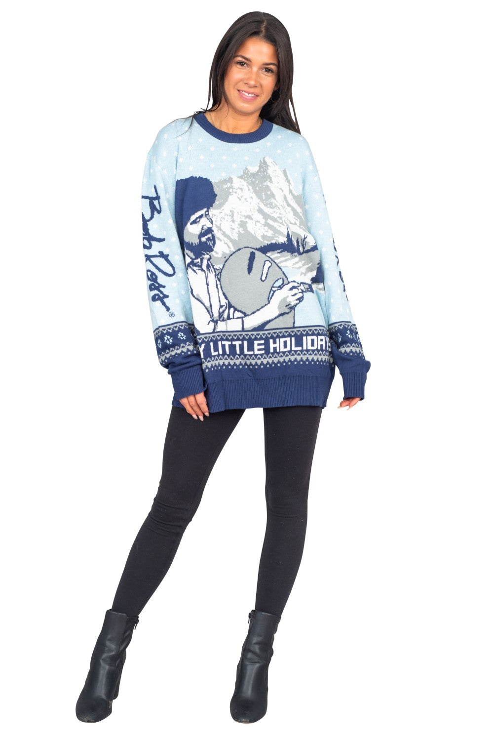Bob Ross Happy Little Holidays Sweater
