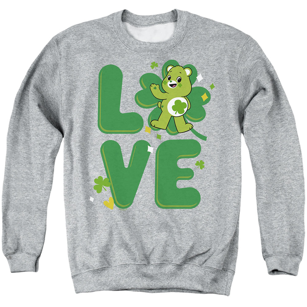 Care Bears: Unlock The Magic Good Luck Bear Love St. Patrick'S Day Mens Crewneck Sweatshirt Athletic Heather Officially Licensed
