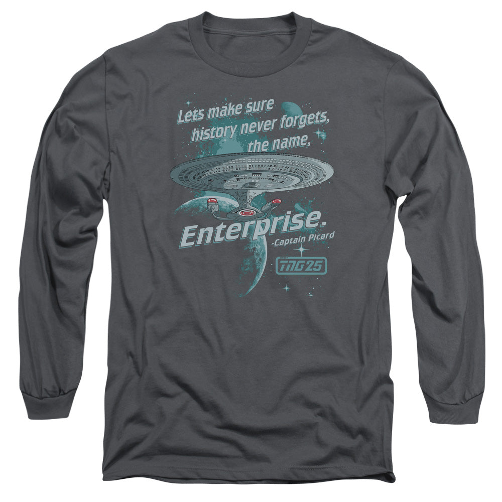 Star Trek Never Forget Mens Long Sleeve Shirt Charcoal Officially Licensed