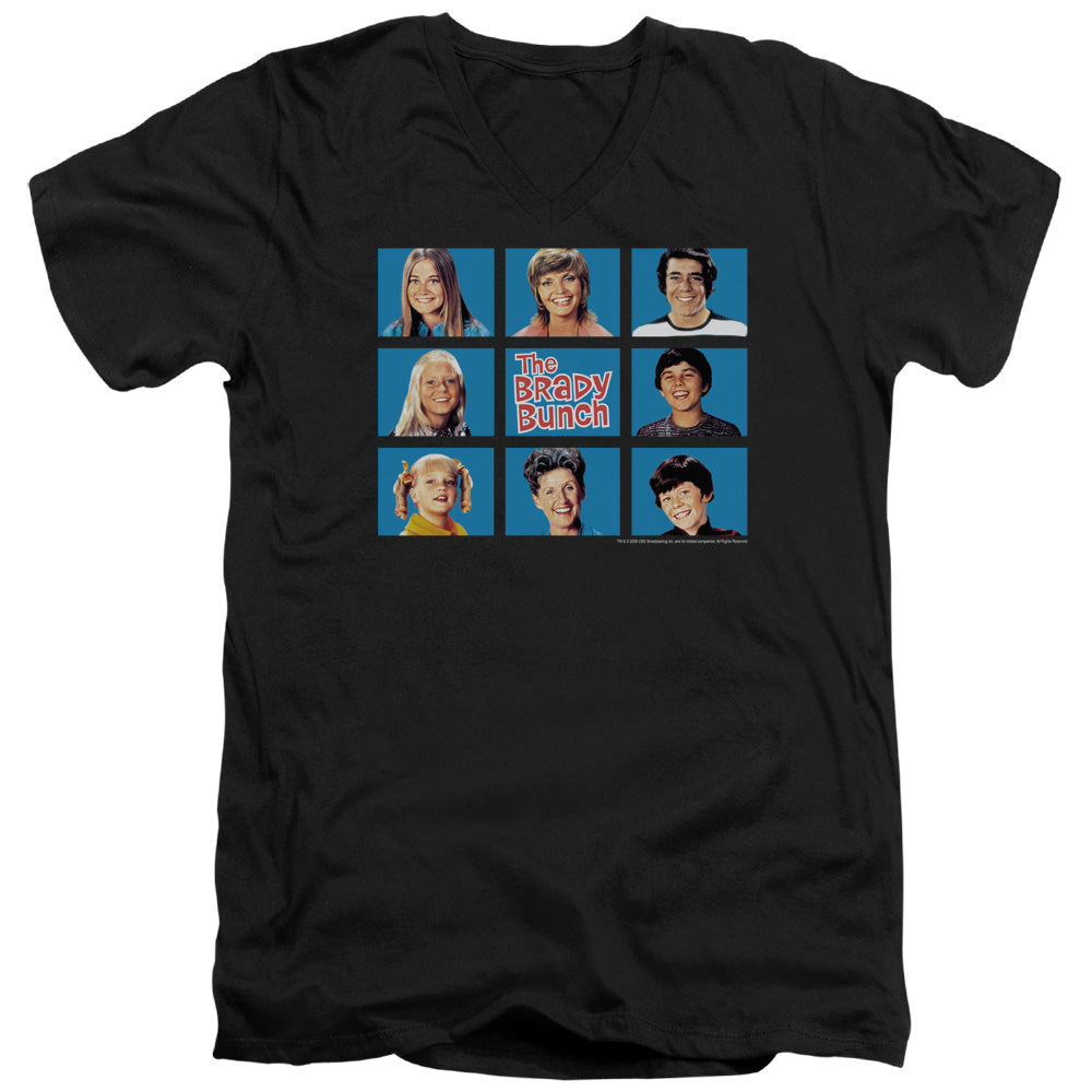 Brady Bunch Framed Mens Slim Fit V-Neck T Shirt Black
