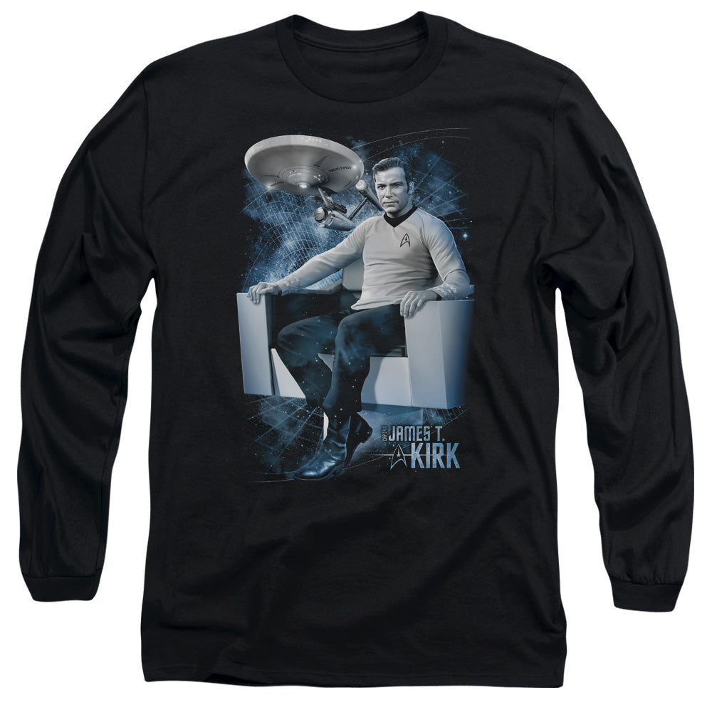 Star Trek Captains Chair Mens Long Sleeve Shirt Black Officially Licensed