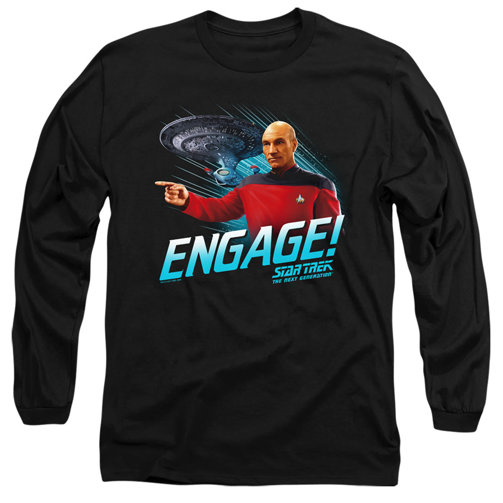Star Trek Engage Mens Long Sleeve Shirt Black Officially Licensed