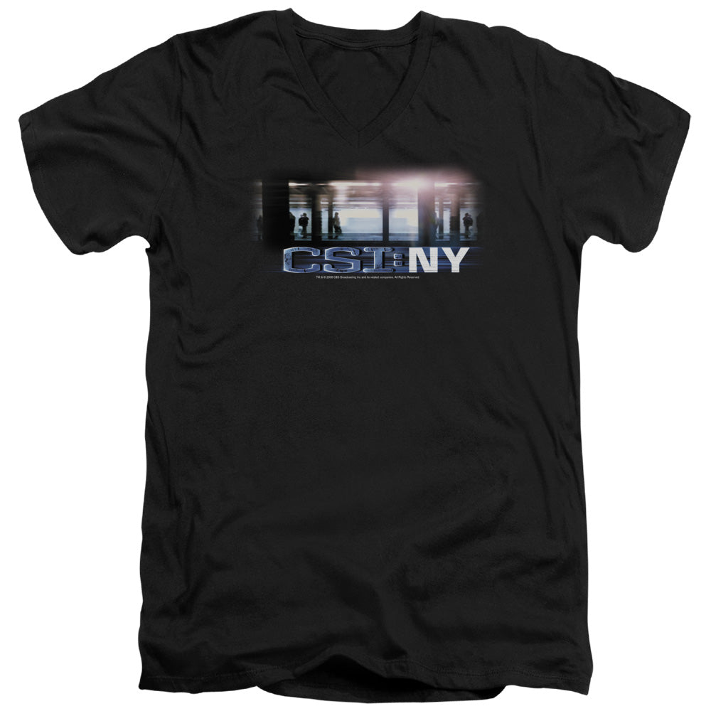 Csi New York Subway Mens Slim Fit V-Neck T Shirt Black