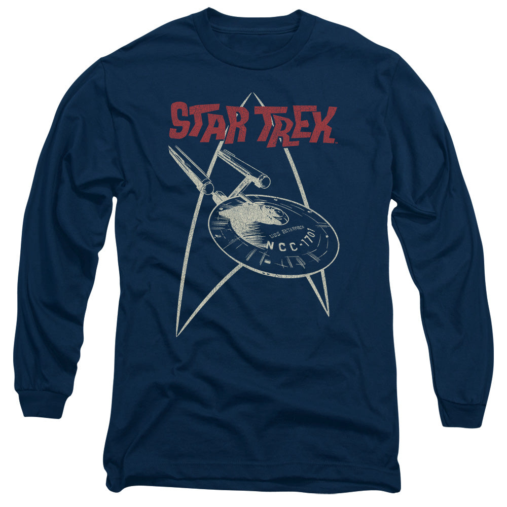 Star Trek Ship Symbol Mens Long Sleeve Shirt Navy Officially Licensed