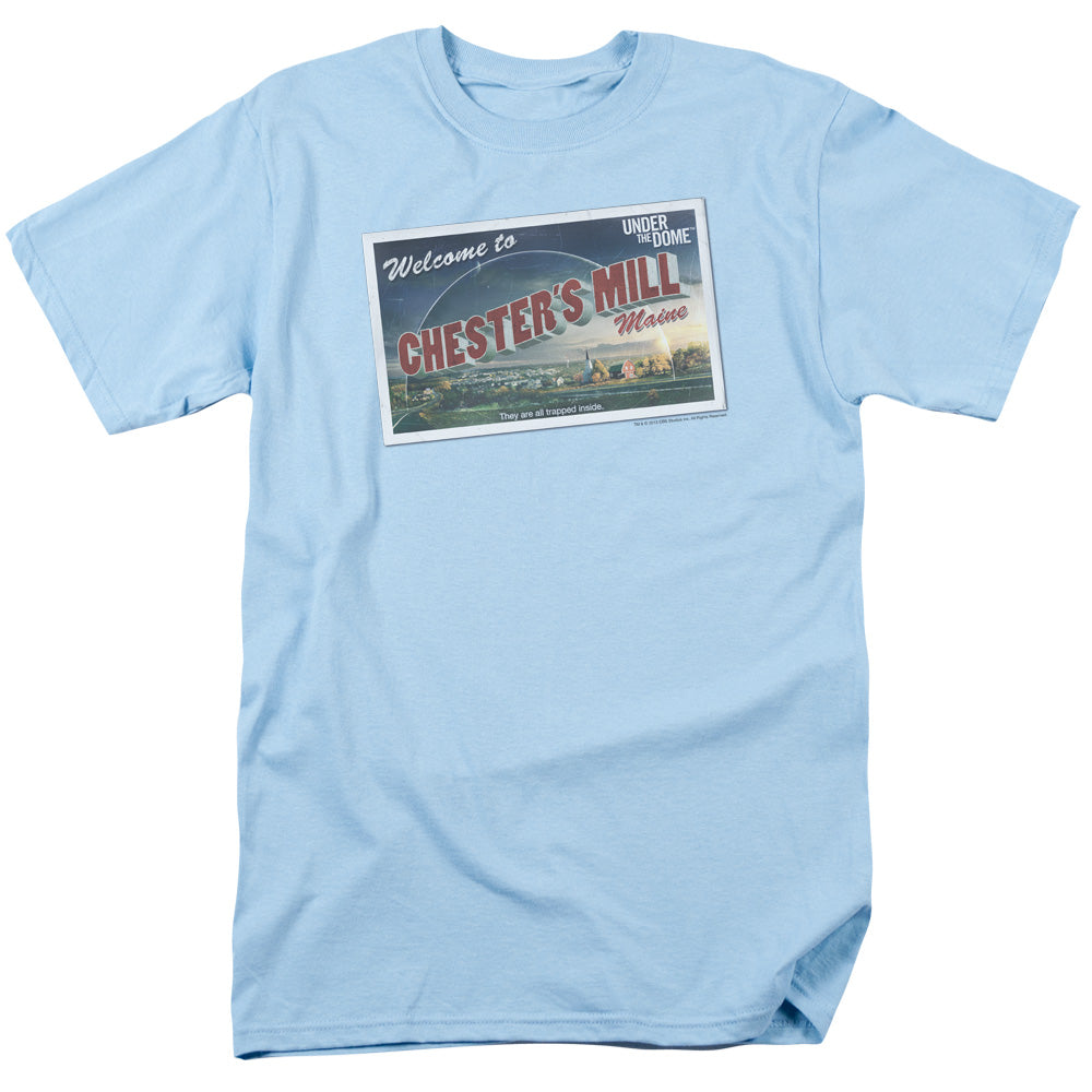 Under The Dome Postcard Mens T Shirt Light Blue