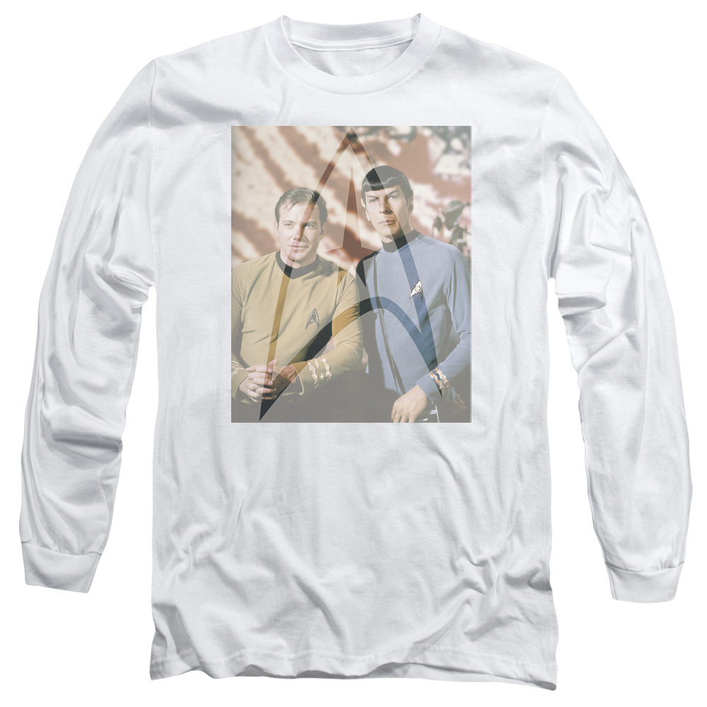 Star Trek Classic Duo Mens Long Sleeve Shirt White Officially Licensed