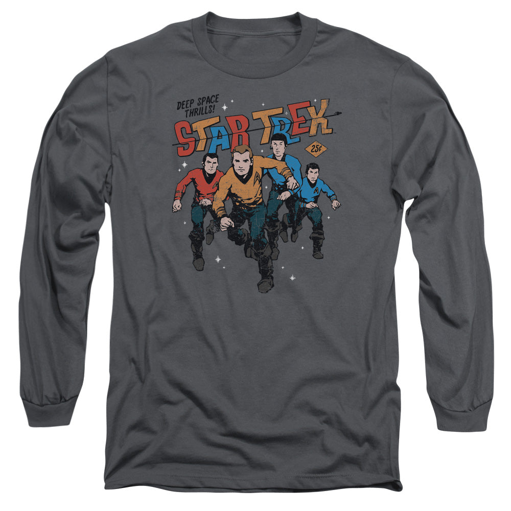 Star Trek Deep Space Thrills Mens Long Sleeve Shirt Charcoal Officially Licensed