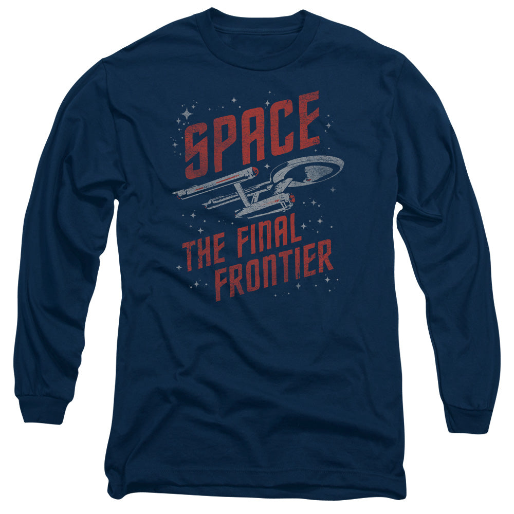 Star Trek Space Travel Mens Long Sleeve Shirt Navy Officially Licensed