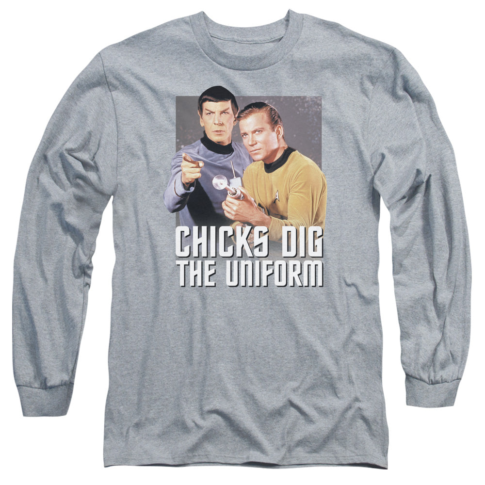 Star Trek Chicks Dig Mens Long Sleeve Shirt Athletic Heather Officially Licensed