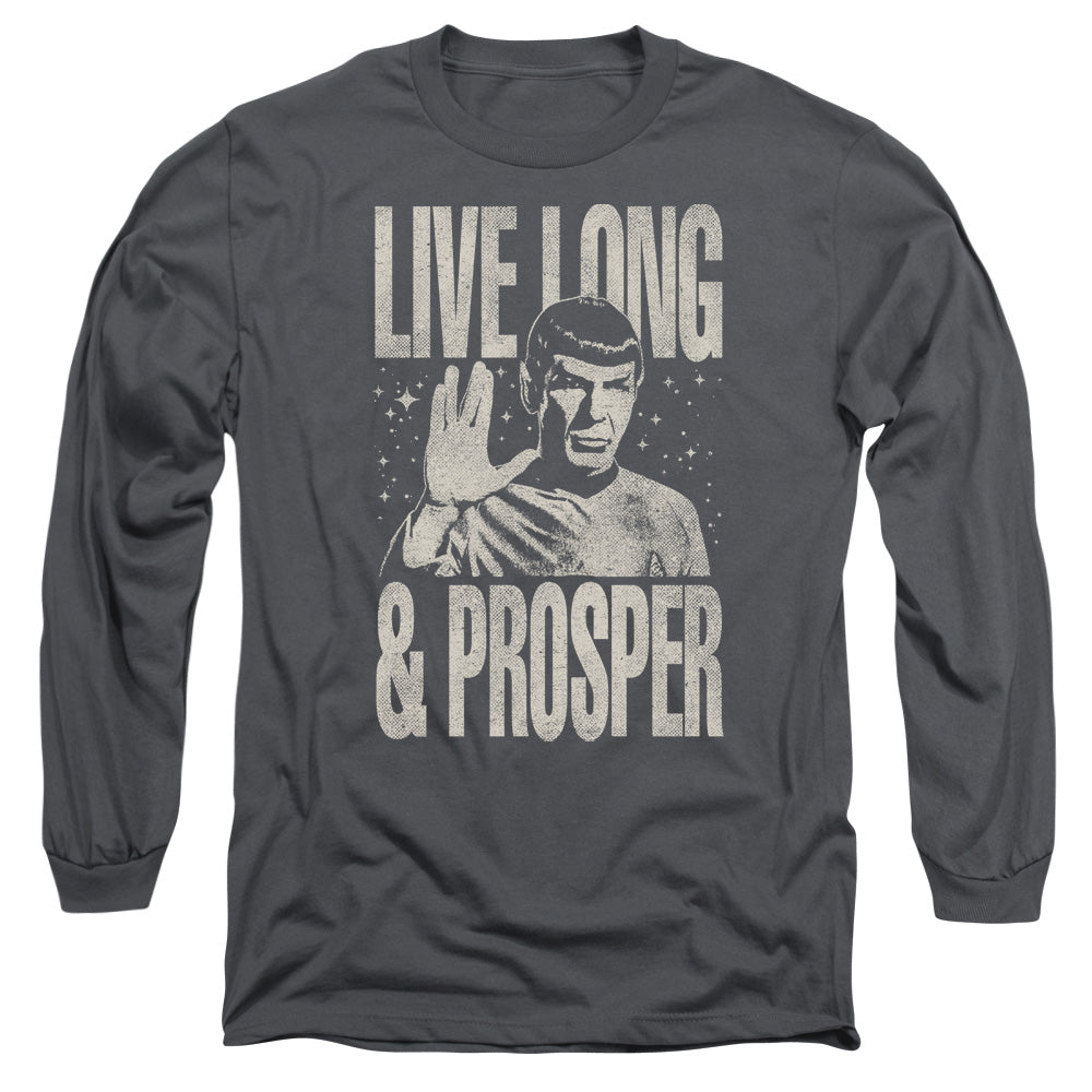 Star Trek Prosper Mens Long Sleeve Shirt Charcoal Officially Licensed