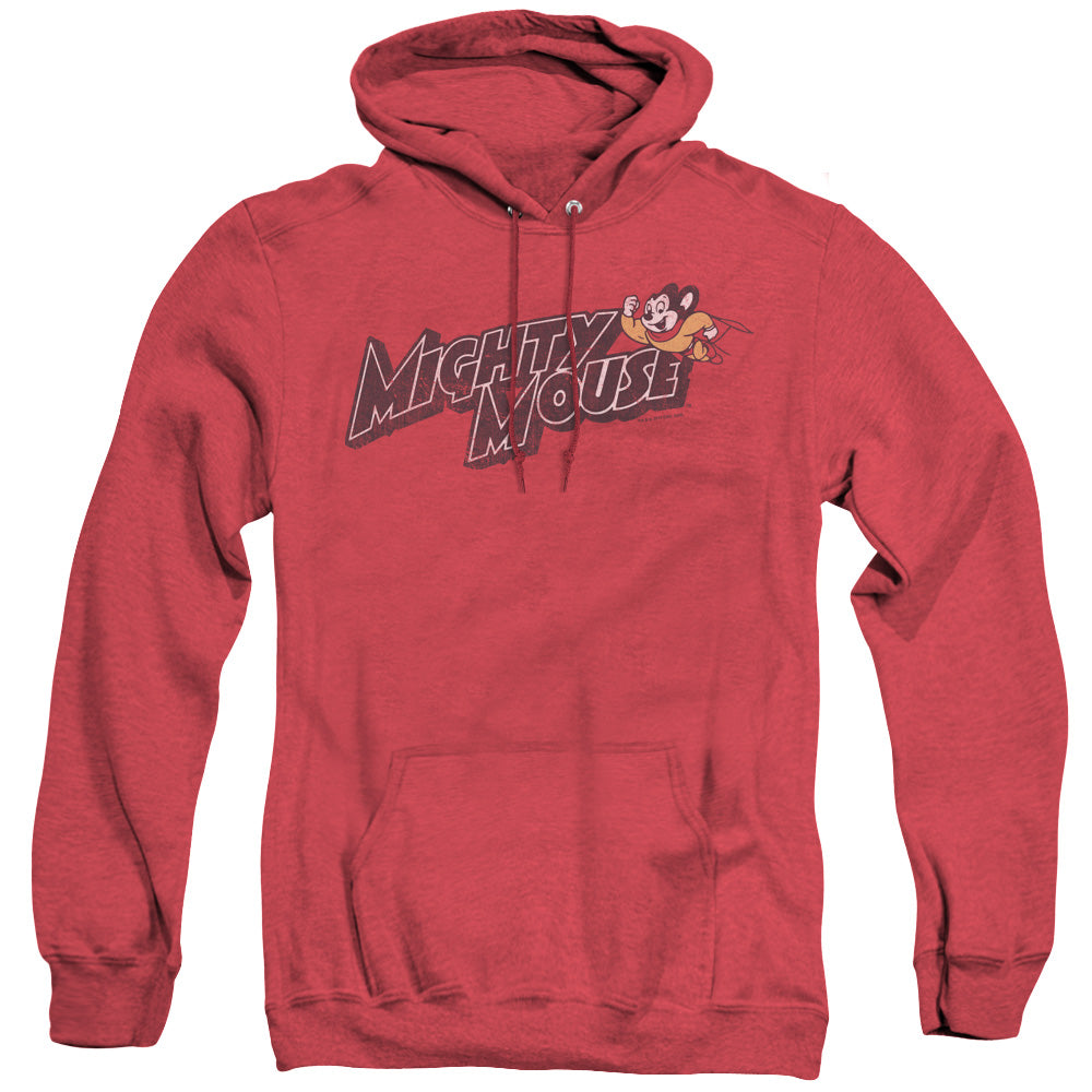 Mighty Mouse Might Logo Heather Mens Hoodie Red
