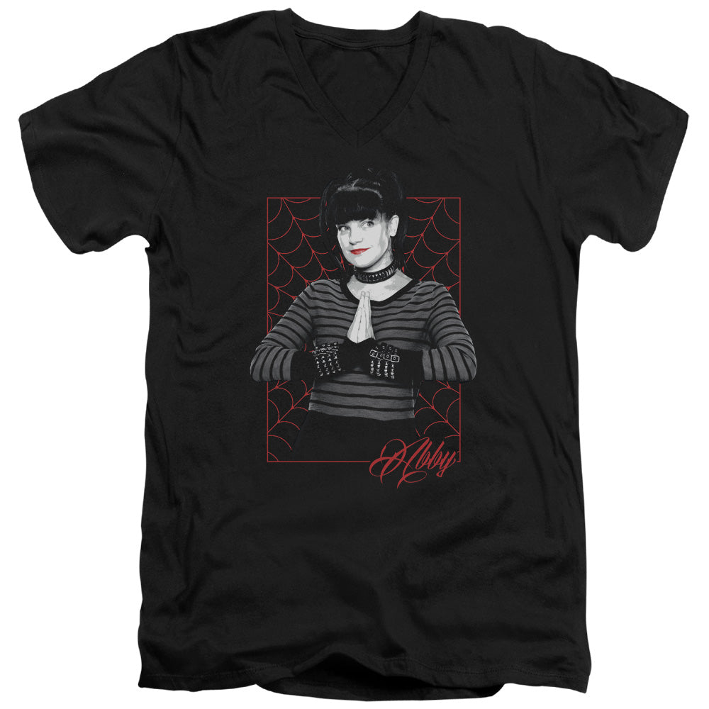 Ncis Abby Webs Mens Slim Fit V-Neck T Shirt Black