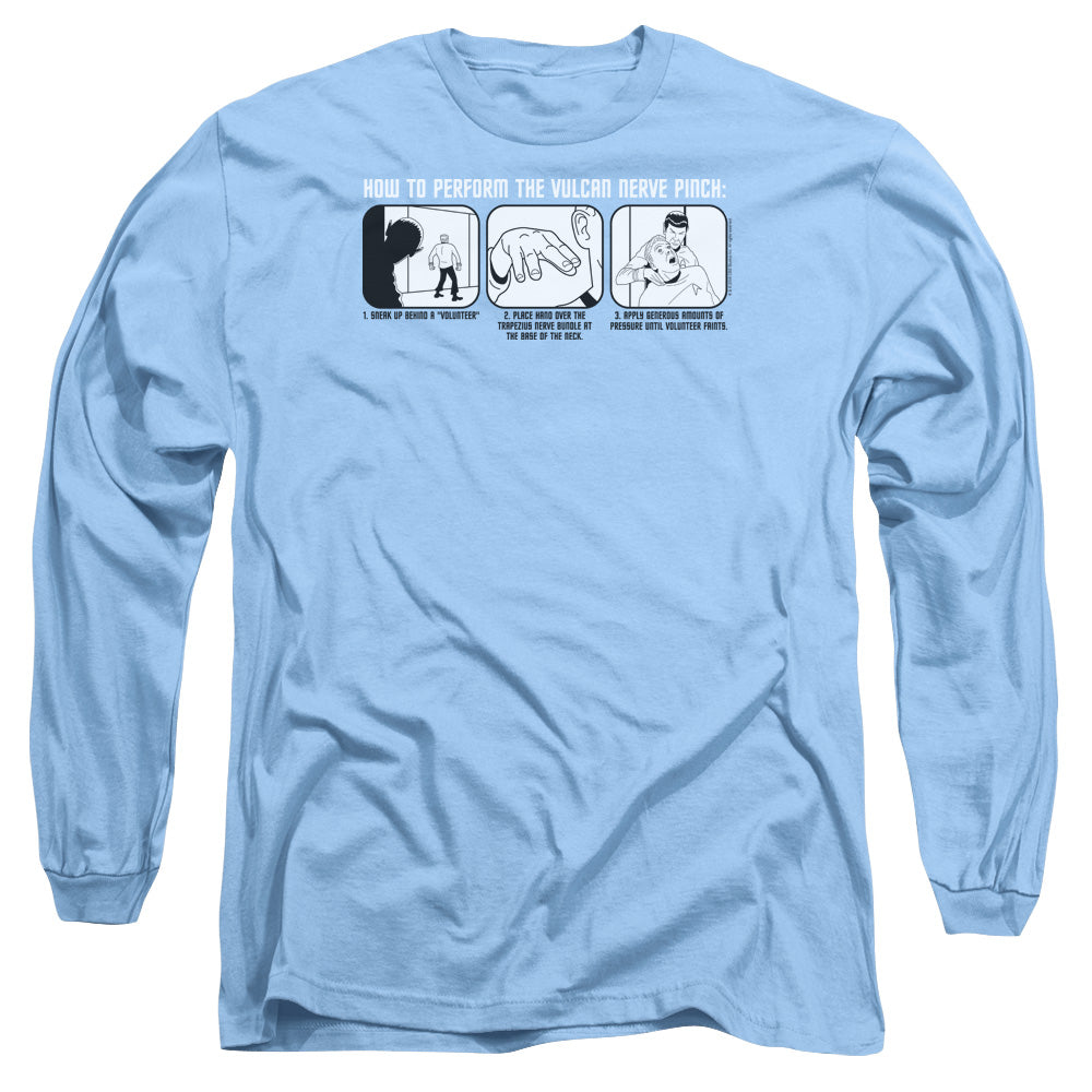 St:Original Vulcan Nerve Pinch Mens Long Sleeve Shirt Carolina Blue Officially Licensed