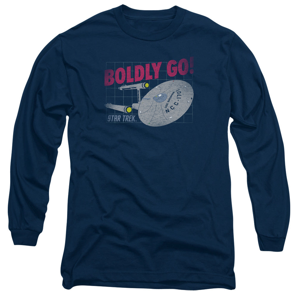 Star Trek Boldly Go Mens Long Sleeve Shirt Navy Officially Licensed