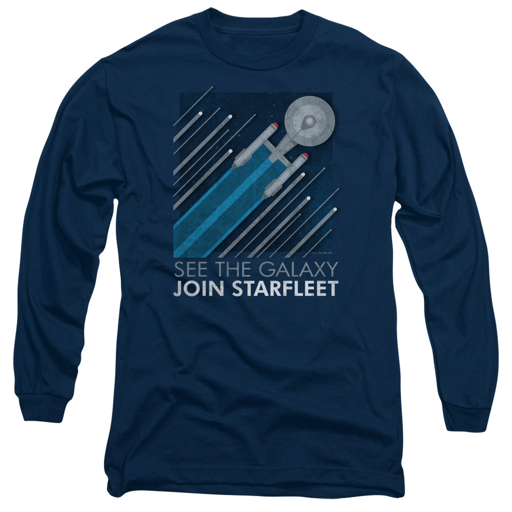 Star Trek Starfleet Recruitment Poster Mens Long Sleeve Shirt Navy Officially Licensed