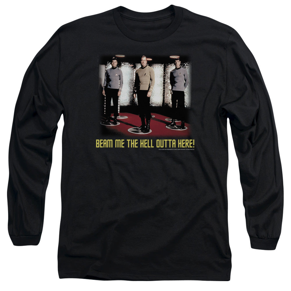 Star Trek Beam Me Out Mens Long Sleeve Shirt Black Officially Licensed