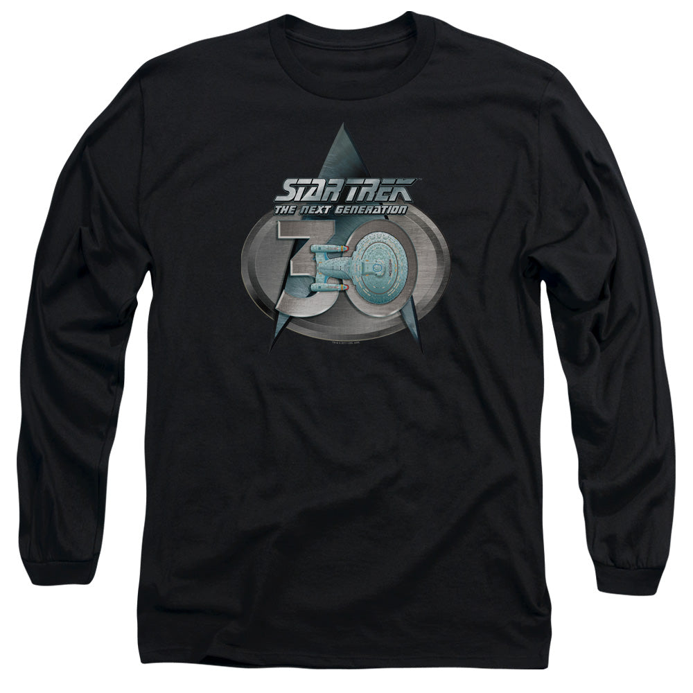 Star Trek Tng 30 Logo Mens Long Sleeve Shirt Black Officially Licensed
