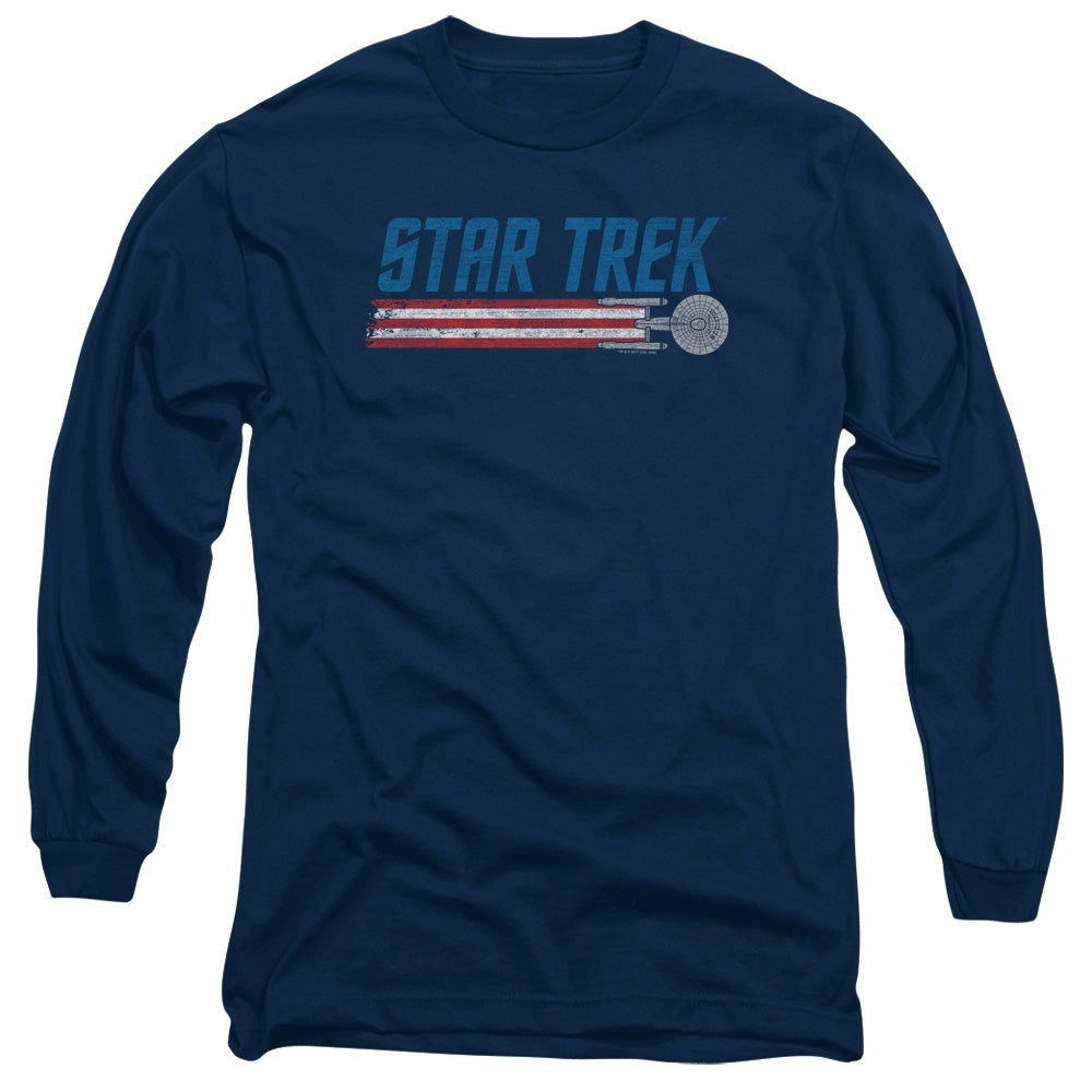 Star Trek Americana Enterprise Mens Long Sleeve Shirt Navy Officially Licensed