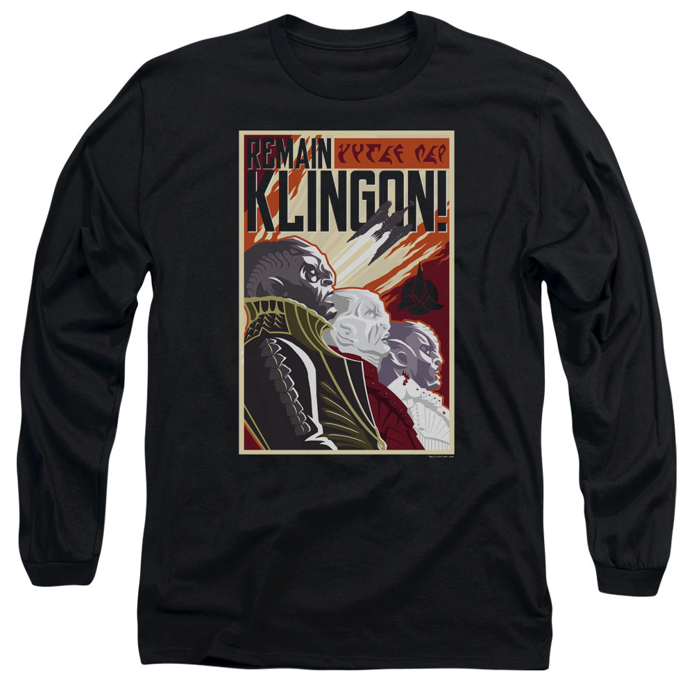 Star Trek Discovery Remain Klingson Poster Mens Long Sleeve Shirt Black Officially Licensed