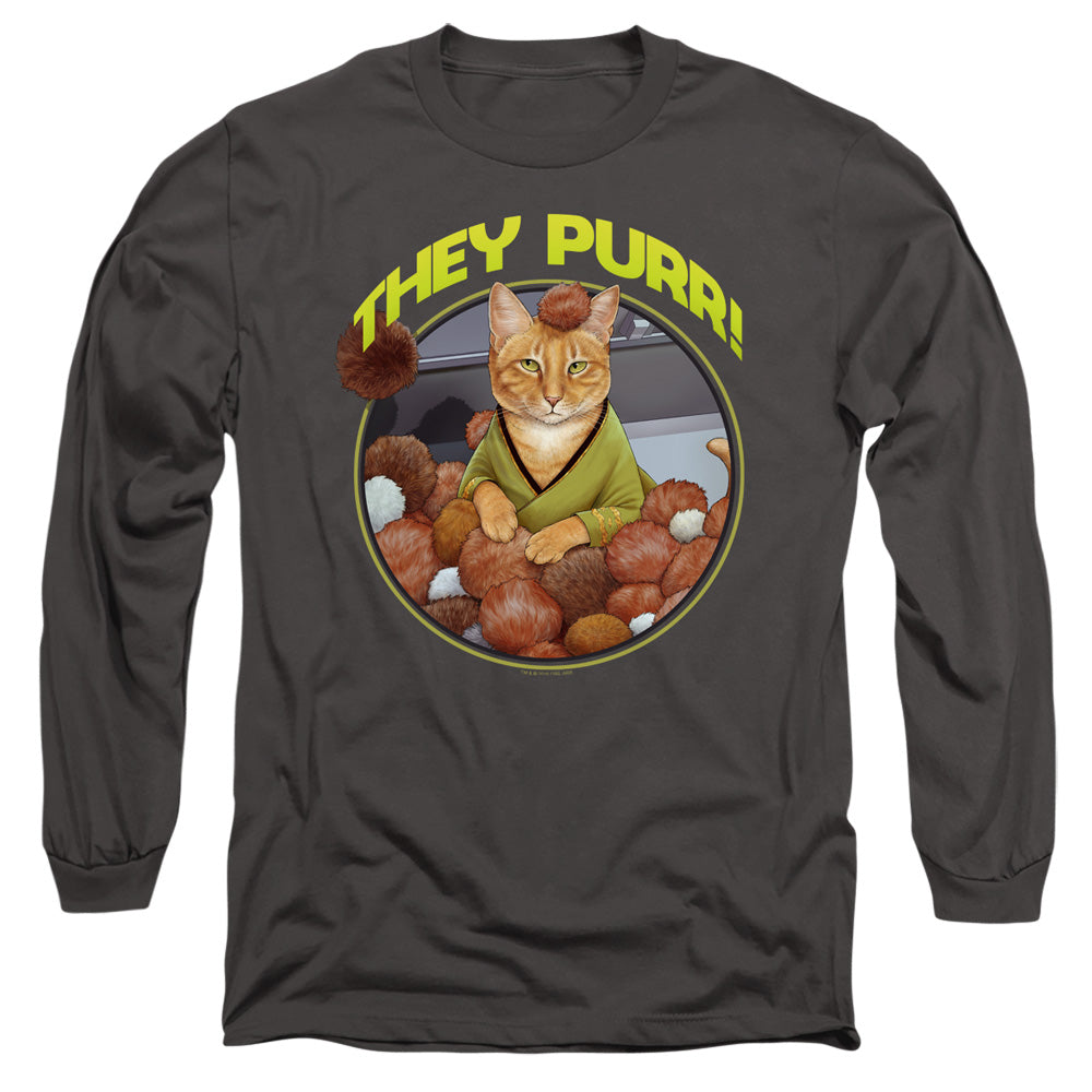 Star Trek The Purr Mens Long Sleeve Shirt Charcoal Officially Licensed