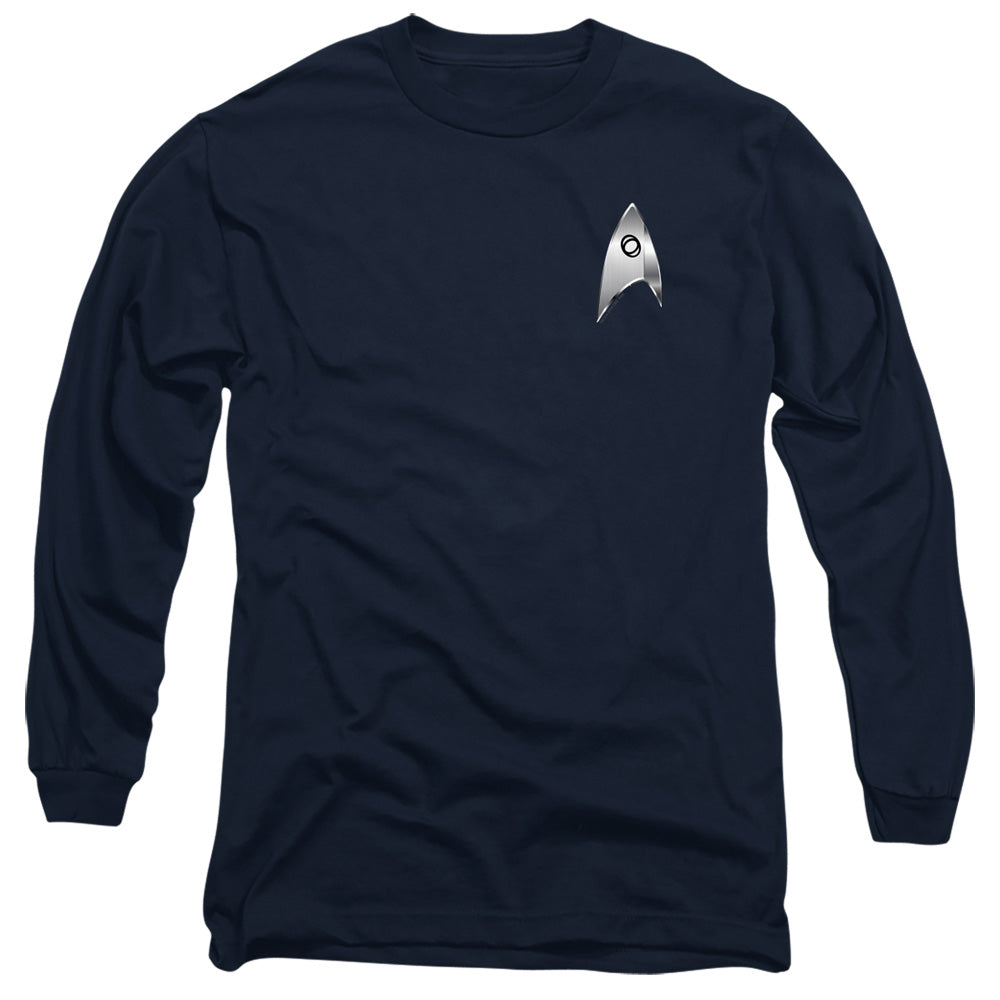 Star Trek Discovery Sciences Badge Mens Long Sleeve Shirt Navy Officially Licensed