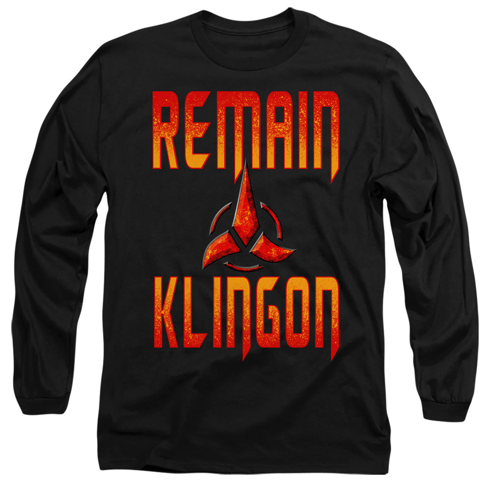 Star Trek Discovery Remain Klingon Mens Long Sleeve Shirt Black Officially Licensed
