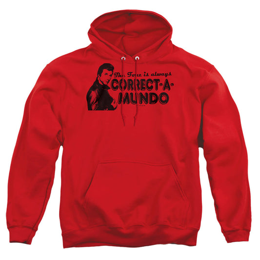 Happy Days Correct A Mundo Mens Hoodie Red