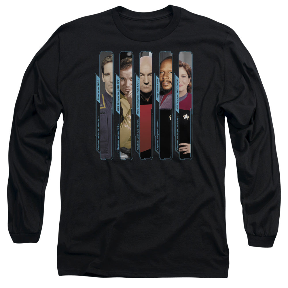 Star Trek The Captains Mens Long Sleeve Shirt Black Officially Licensed