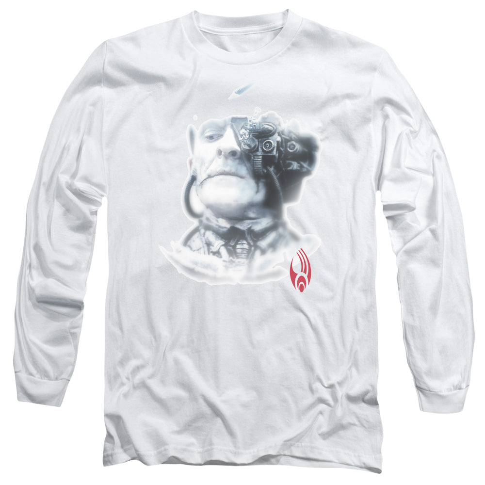 Star Trek Borg Head Mens Long Sleeve Shirt White Officially Licensed