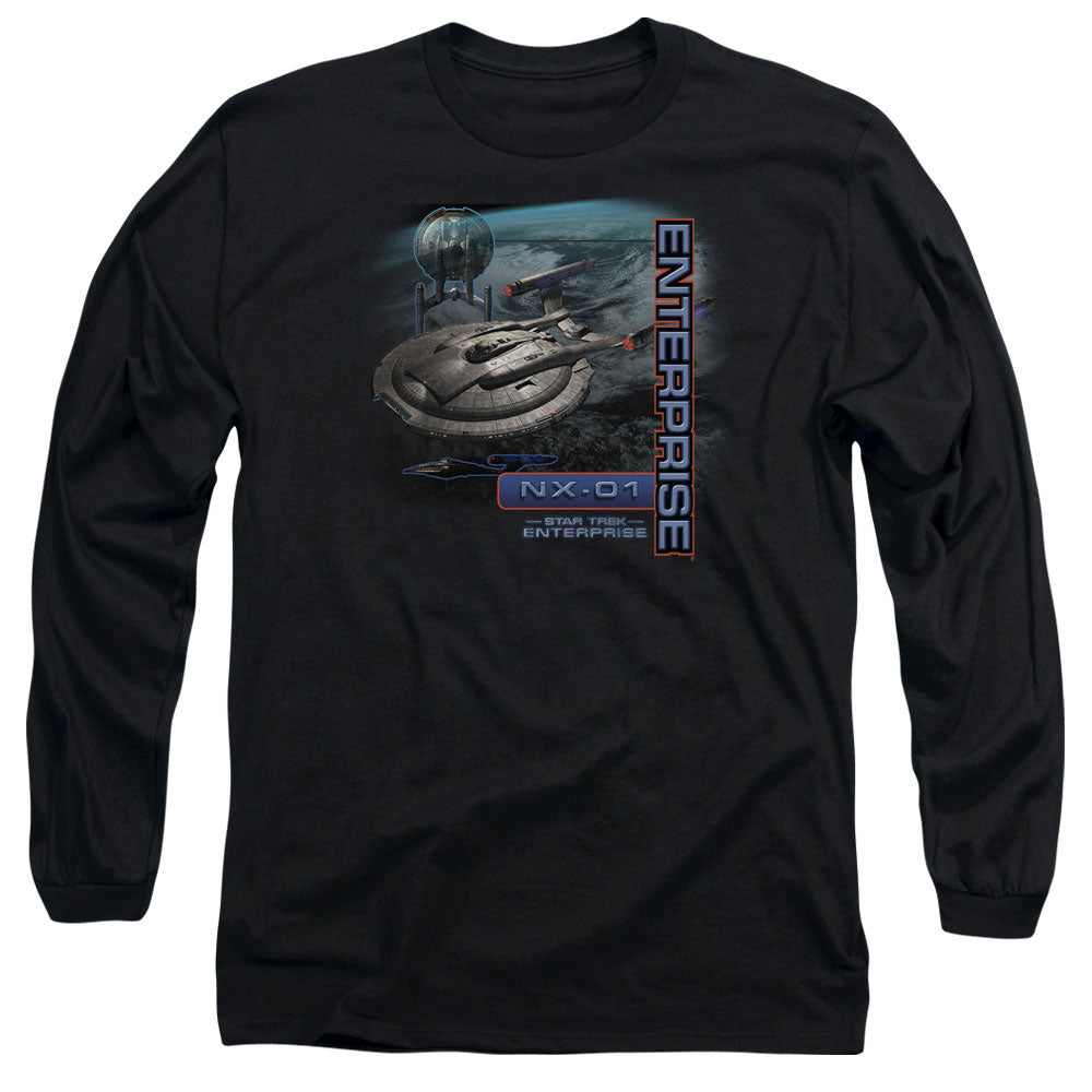 Star Trek Enterprise Nx 01 Mens Long Sleeve Shirt Black Officially Licensed