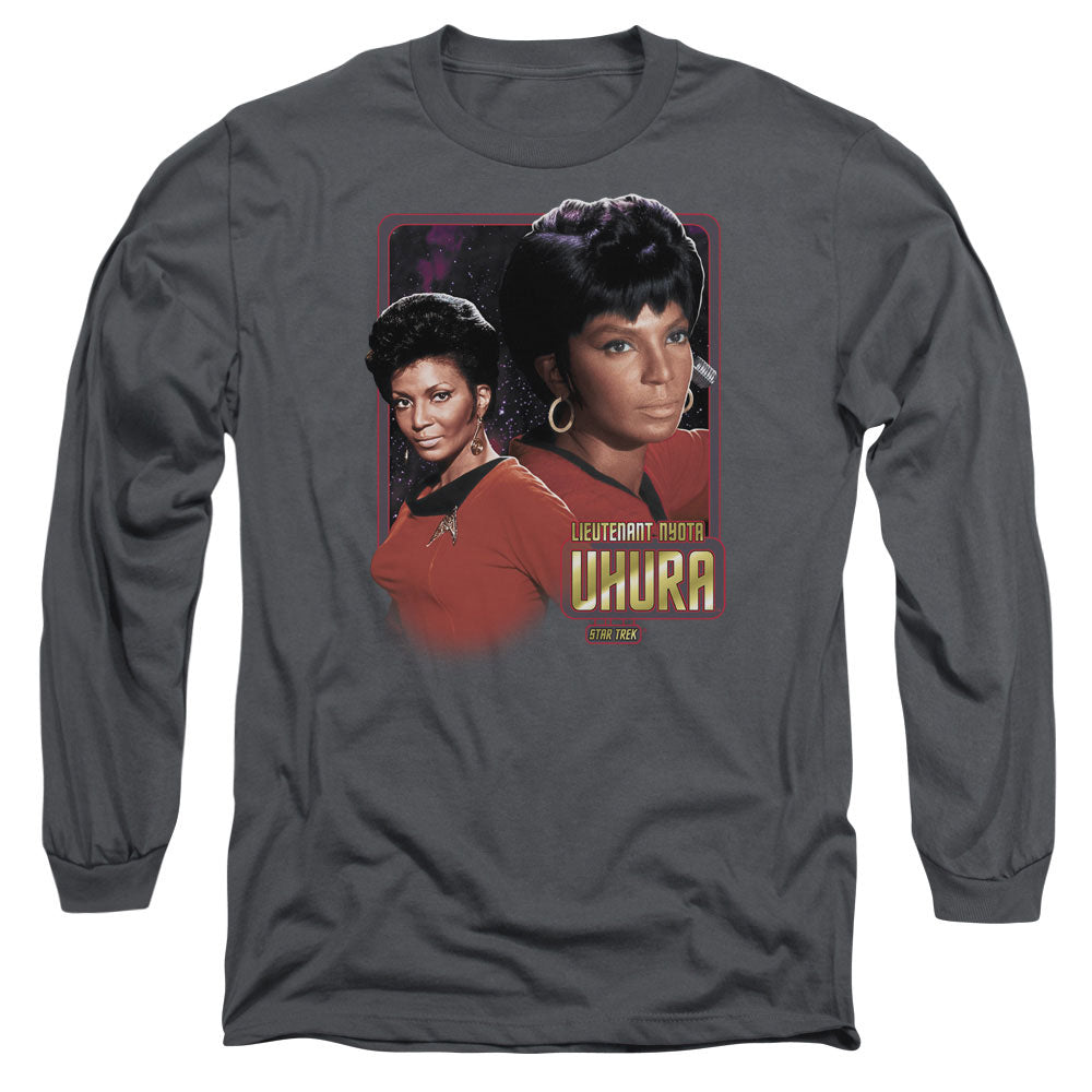 Star Trek Lieutenant Uhura Mens Long Sleeve Shirt Charcoal Officially Licensed