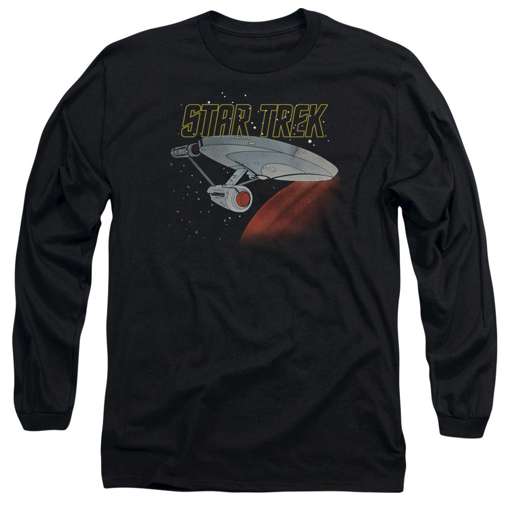Star Trek Retro Enterprise Mens Long Sleeve Shirt Black Officially Licensed